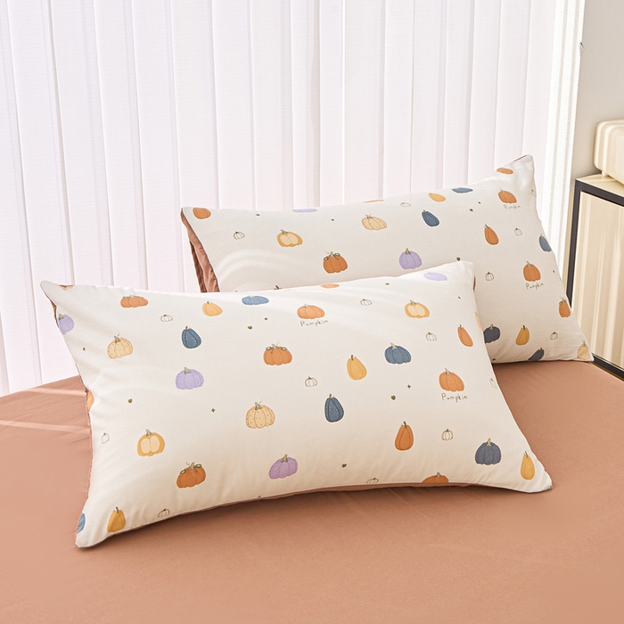 91家纺网 家纺一手货源 找家纺 蕾诺家纺 2025新款直播新款A类有氧提花云纱棉圆角吊边工艺四件套学生三件套 小南瓜