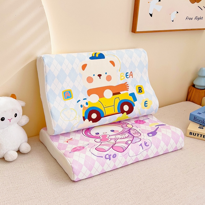 91家纺网 家纺一手货源 找家纺 梵赫 2025新款全棉A类儿童针织棉记忆枕（可拆卸） 滴滴熊 30*50  含芯