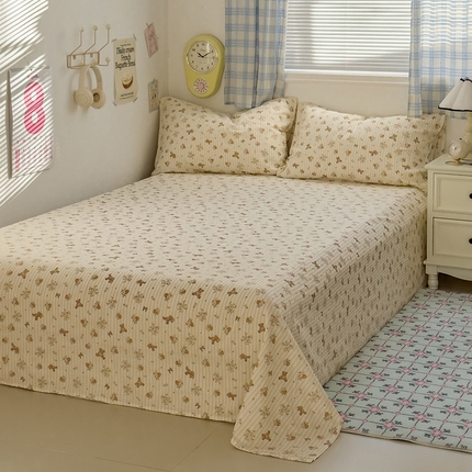 塔塔家居  2025新款全棉纯棉双层纱床单床笠单品 睡睡熊