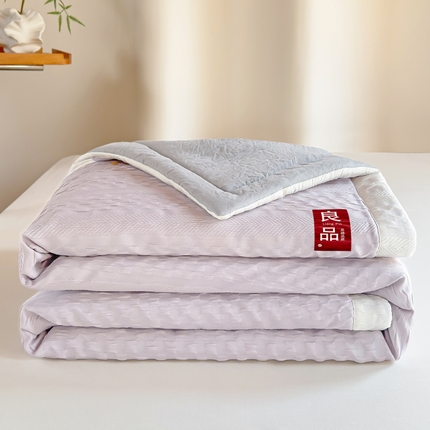 雨洋家纺 2025新款华夫格提花大豆夏被 浅灰