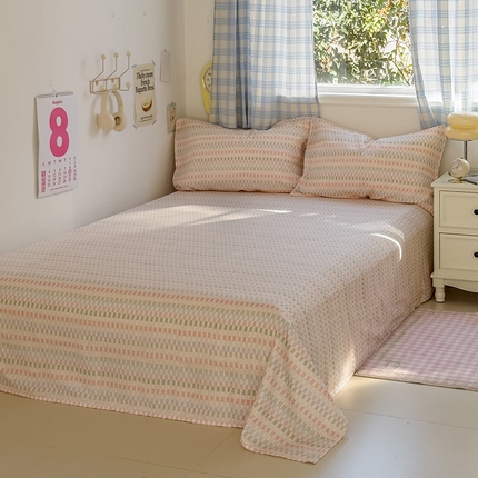 塔塔家居  2025新款全棉纯棉双层纱床单床笠单品 多彩