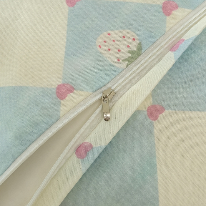 91家纺网 家纺一手货源 找家纺 塔塔家居  2025新款全棉纯棉双层纱被套单品单被套被套单件 草莓酱·蓝