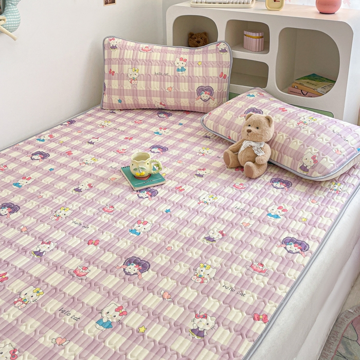 91家纺网 家纺一手货源 找家纺 贝扬思家纺 2025新款亲肤舒适可爱乳胶凉席席子系列 零碎小猫