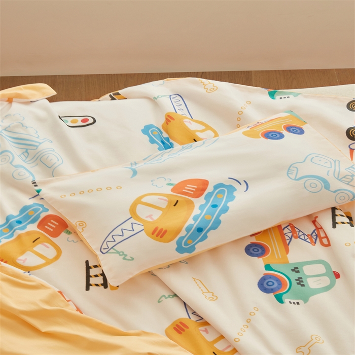 91家纺网 家纺一手货源 找家纺 艾佳宝贝 2025A类儿童全棉多功能单被套可拆式夏被四季被子 工程小车