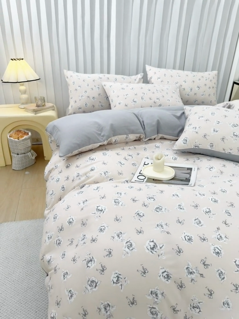 91家纺网 家纺一手货源 找家纺 蕾诺家纺 2025新款直播新款A类有氧提花云纱棉圆角吊边工艺四件套学生三件套 绿波点