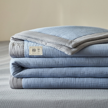 91家纺网 家纺一手货源 找家纺 （总）简如 2025新款A类全棉双层纱皱皱纱夏被四件套-简系列