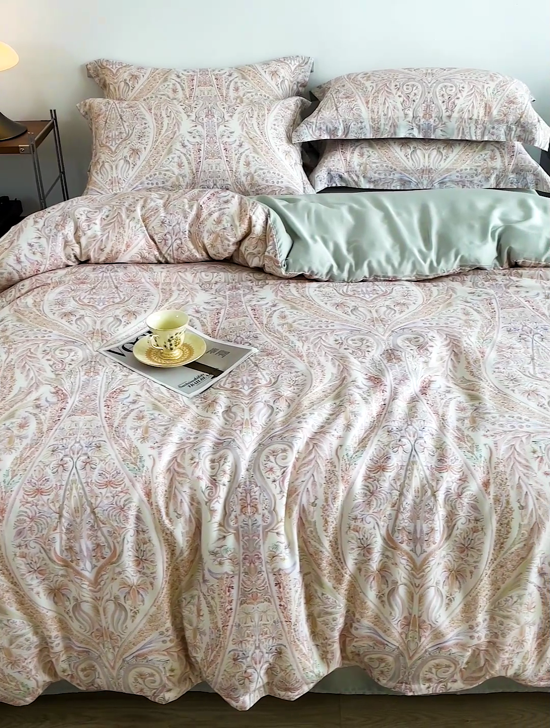 91家纺网 家纺一手货源 找家纺 棉生活家纺 2025新款天丝莱赛尔印花四件套 莉格西塔