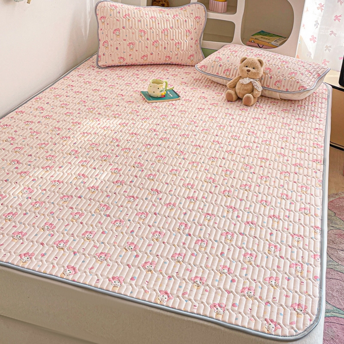 91家纺网 家纺一手货源 找家纺 贝扬思家纺 2025新款亲肤舒适可爱乳胶凉席席子系列 猫咪豆豆