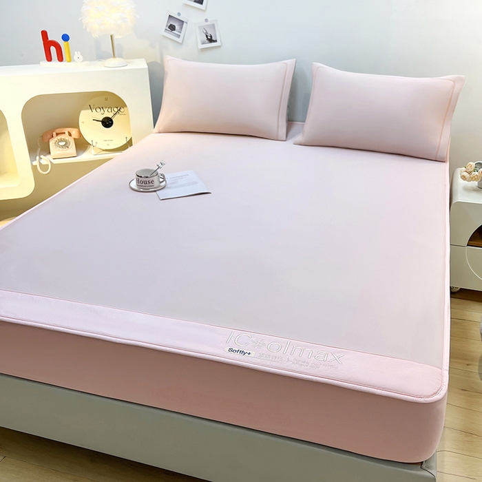 91家纺网 家纺一手货源 找家纺 全季家居 2025新款5A抗菌ICE系列凉感冰丝席 淡粉 床笠款