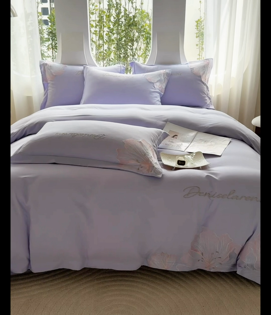 91家纺网 家纺一手货源 找家纺 花愿（原花纪） 2025新款加密水洗棉绣花四件套-花语 天空蓝