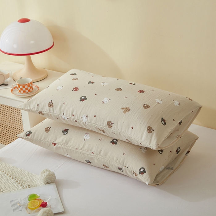 91家纺网 家纺一手货源 找家纺 2025款A类母婴级全棉双层纱枕套_4032 丛林动物