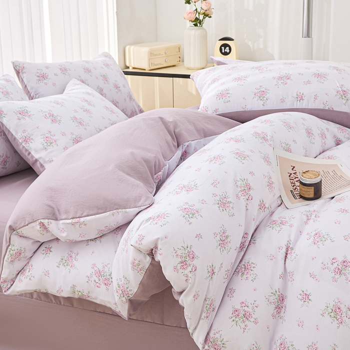 91家纺网 家纺一手货源 找家纺 蕾诺家纺 2025新款直播新款A类有氧提花云纱棉圆角吊边工艺四件套学生三件套 西塘