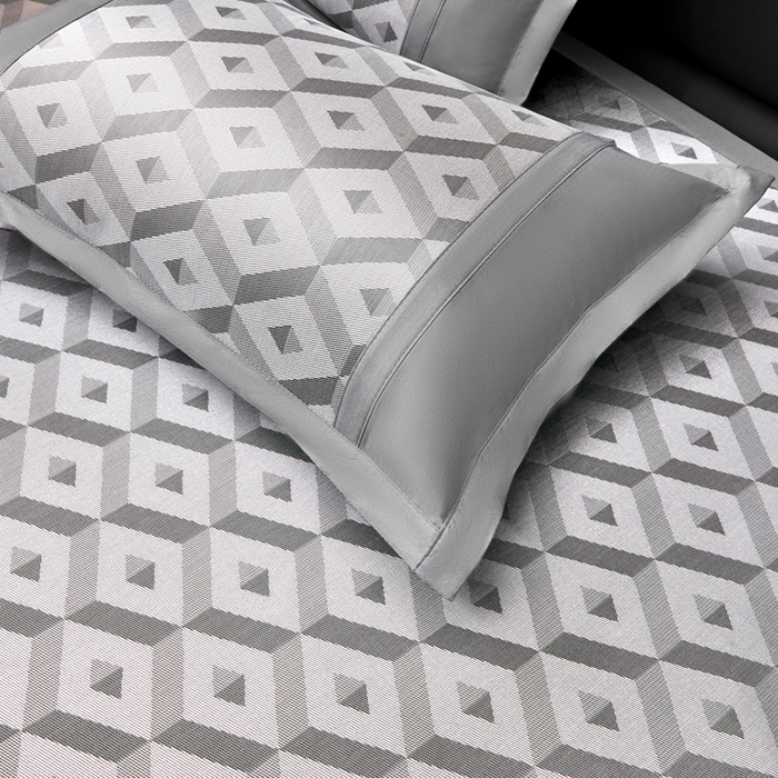 91家纺网 家纺一手货源 找家纺 全季家居 2025新款5A抗菌3D立体冰柔凉感冰丝席 格调-银灰 床席款