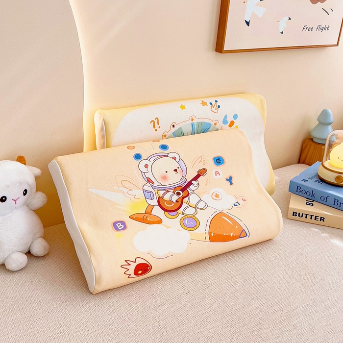 91家纺网 家纺一手货源 找家纺 梵赫 2025新款全棉A类儿童针织棉记忆枕（可拆卸） 星际熊 单枕套