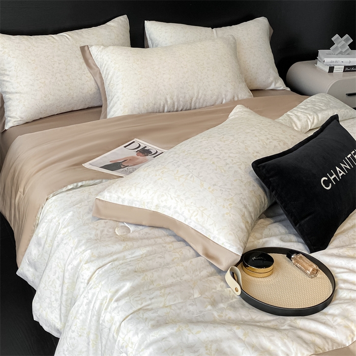 91家纺网 家纺一手货源 找家纺 本制 2025新款水洗真丝印花夏被夏凉被空调被 空山雪+烟灰