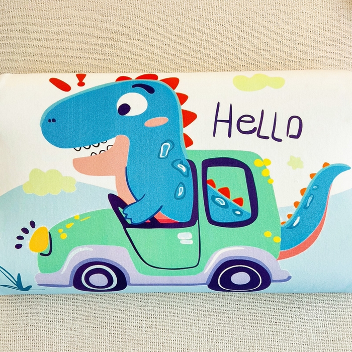 91家纺网 家纺一手货源 找家纺 梵赫 2025新款全棉A类儿童针织棉记忆枕（可拆卸） 开车恐龙 30*50  含芯