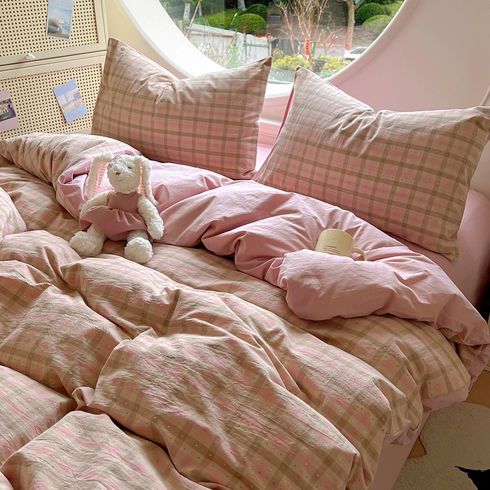 91家纺网 家纺一手货源 找家纺 （总）田野 2025新款全棉水洗棉提花点点系列四件套