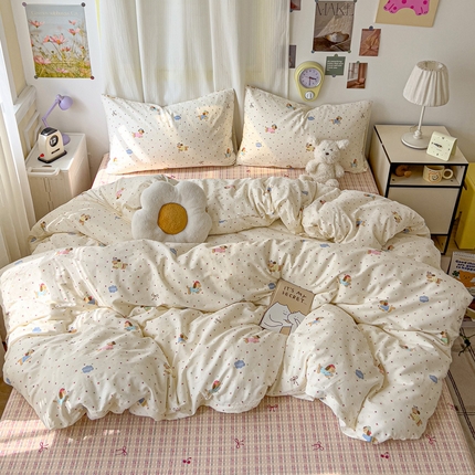 耀悦家纺 2025新款12868纯棉四件套全棉套件第二弹 彩色波点腊肠狗