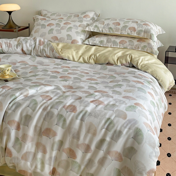 91家纺网 家纺一手货源 找家纺 棉生活家纺 2025新款天丝莱赛尔印花四件套 林间秘信