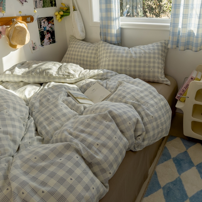 91家纺网 家纺一手货源 找家纺 塔塔家居  2025新款全棉纯棉双层纱被套单品单被套被套单件 小爱心