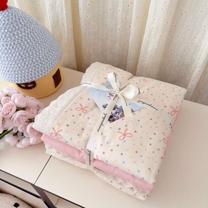 91家纺网 家纺一手货源 找家纺 于果 2025新款全棉双层纱花边款 奶油派