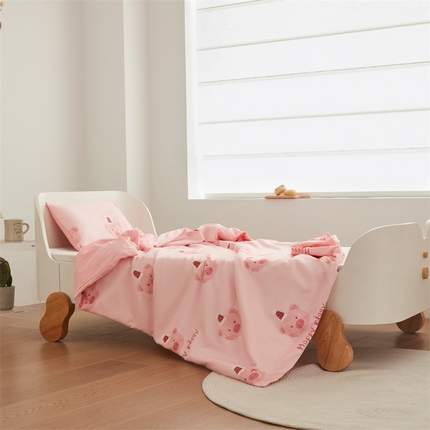 艾佳宝贝 2025A类儿童全棉多功能单被套可拆式夏被四季被子 乖巧萌猪