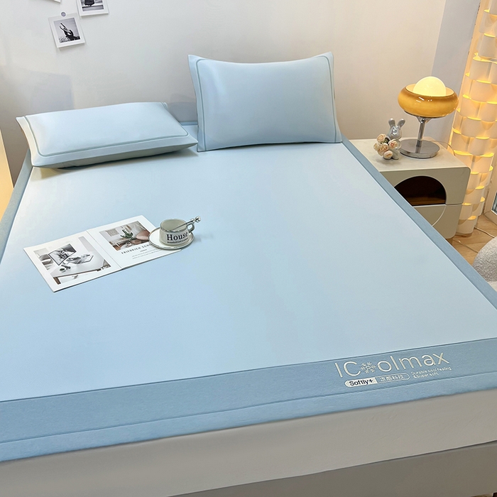 91家纺网 家纺一手货源 找家纺 全季家居 2025新款5A抗菌ICE系列凉感冰丝席 天蓝 床席款