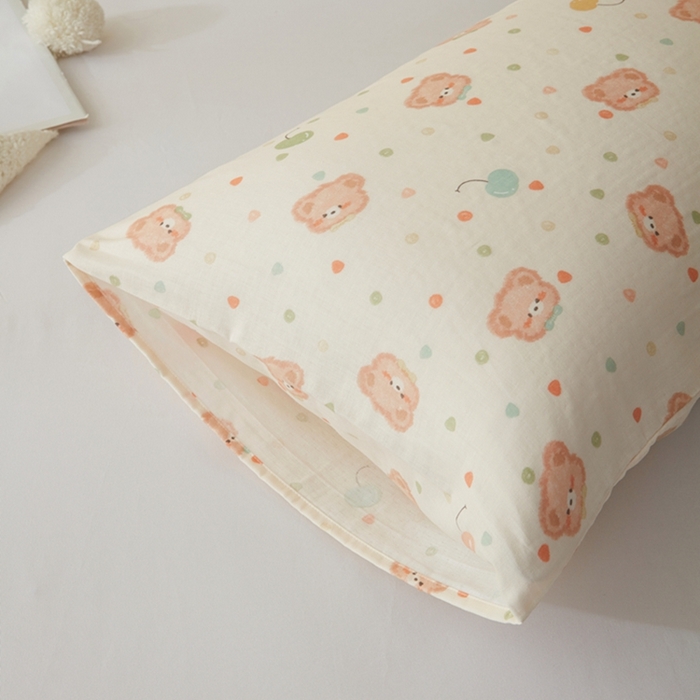 91家纺网 家纺一手货源 找家纺 2025款A类母婴级全棉双层纱枕套_4032 仔仔熊