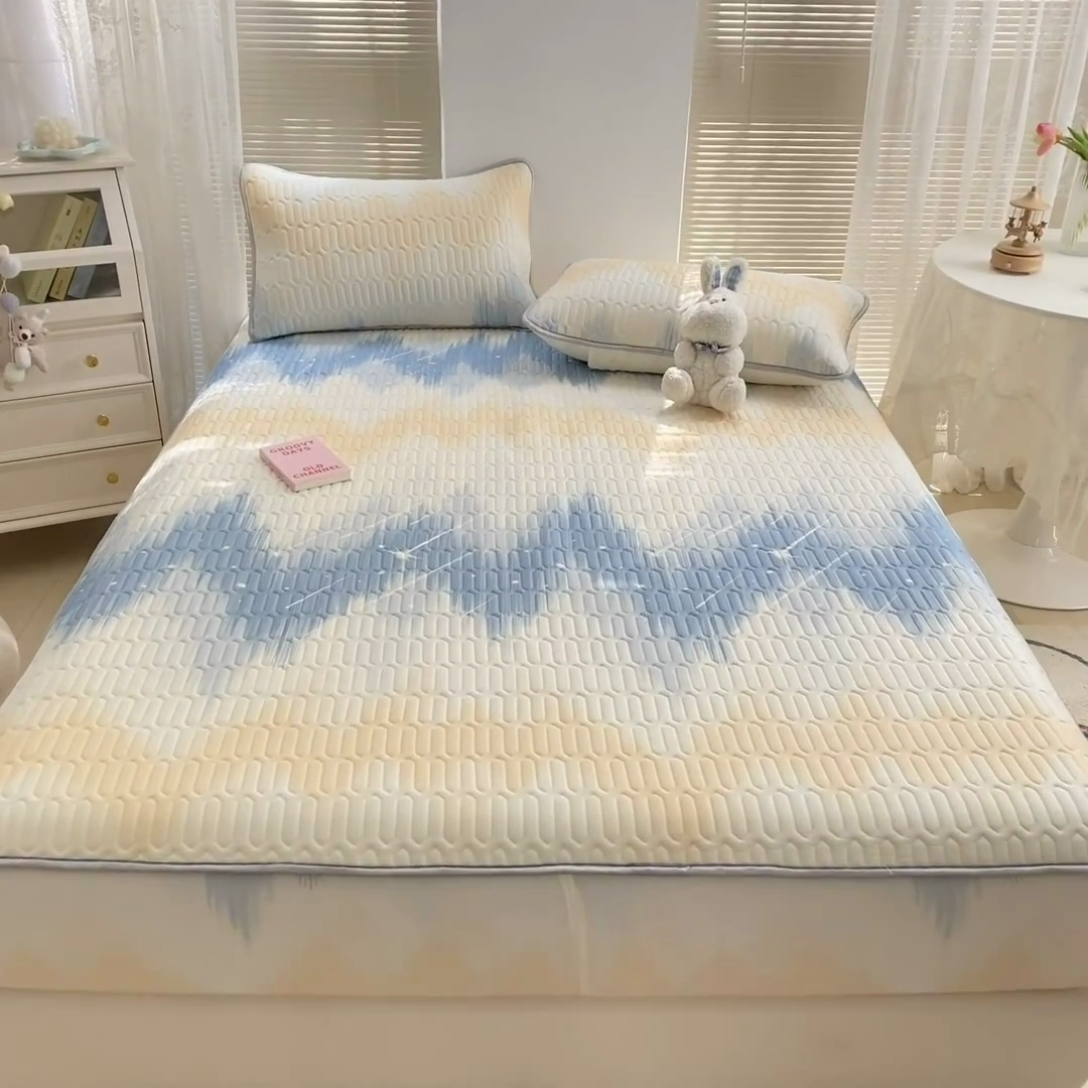 91家纺网 家纺一手货源 找家纺 （总）欧邦 2025新款乳胶凉席三件套可配同款凉感丝夏被四件套