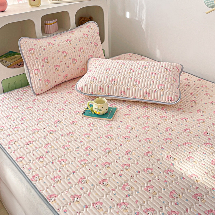 91家纺网 家纺一手货源 找家纺 贝扬思家纺 2025新款亲肤舒适可爱乳胶凉席席子系列 猫咪豆豆