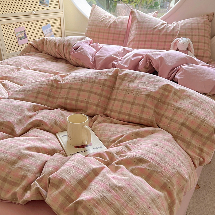 91家纺网 家纺一手货源 找家纺 （总）田野 2025新款全棉水洗棉提花点点系列四件套