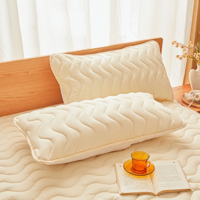 91家纺网 家纺一手货源 找家纺 初心家纺 2025新款原棉防水夹棉窗帘床护罩单件席梦思保护套防水床罩 米白