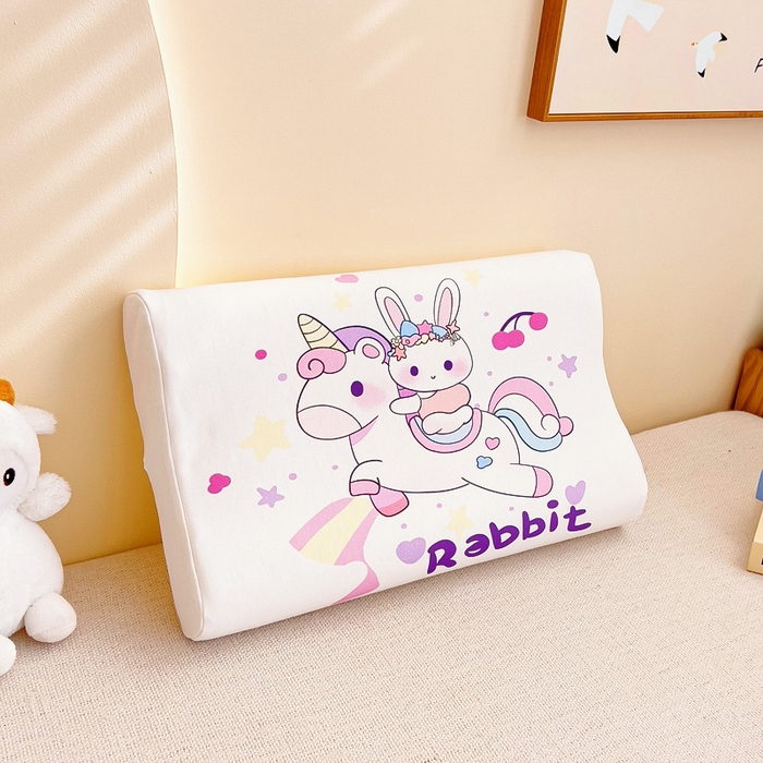 91家纺网 家纺一手货源 找家纺 梵赫 2025新款全棉A类儿童针织棉记忆枕（可拆卸） 独角马 30*50  含芯