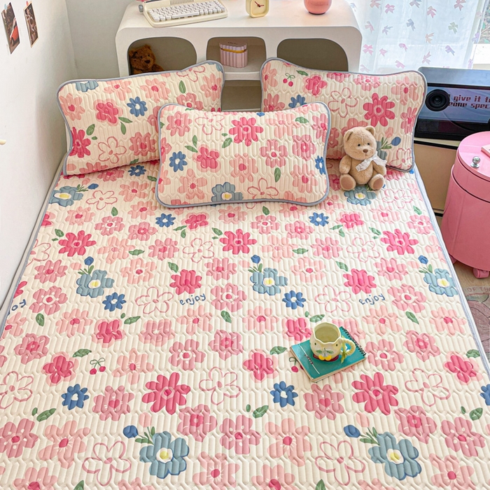 91家纺网 家纺一手货源 找家纺 贝扬思家纺 2025新款亲肤舒适可爱乳胶凉席席子系列 半纸恋章