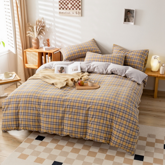 91家纺网 家纺一手货源 找家纺 2025新款A类色织水洗棉单被套 芳华灰