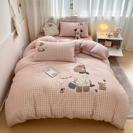 91家纺网 家纺一手货源 找家纺 （总）莱米家纺 2025新款全棉双层纱数码印花四件套