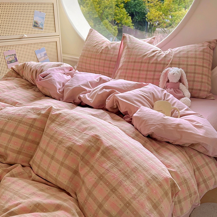 91家纺网 家纺一手货源 找家纺 （总）田野 2025新款全棉水洗棉提花点点系列四件套