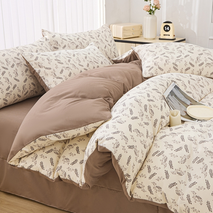 91家纺网 家纺一手货源 找家纺 蕾诺家纺 2025新款直播新款A类有氧提花云纱棉圆角吊边工艺四件套学生三件套 如约