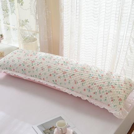 美宜家 2025新款夏季凉感丝双人枕套花边情侣长枕套 盛夏