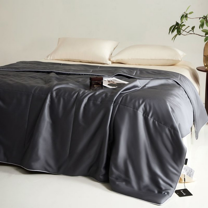 91家纺网 家纺一手货源 找家纺 朵美 2025新款60支天丝纯色夏被被子被芯 锡灰