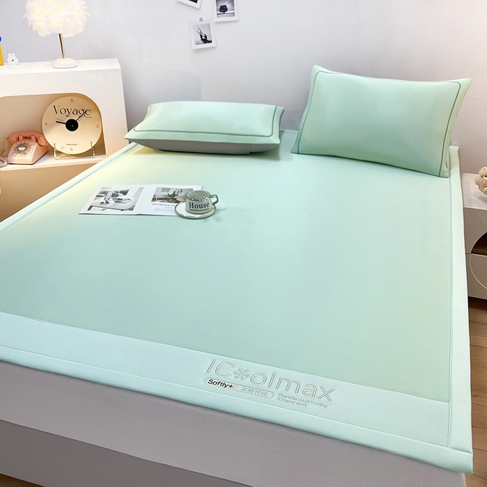 91家纺网 家纺一手货源 找家纺 全季家居 2025新款5A抗菌ICE系列凉感冰丝席 水绿 床席款