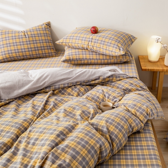 91家纺网 家纺一手货源 找家纺 2025新款A类色织水洗棉单被套 芳华灰