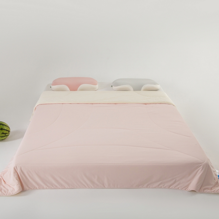 91家纺网 家纺一手货源 找家纺 锦禾穗 2025新款高克重双面锦氨凉感冰菓裸感被 少女粉