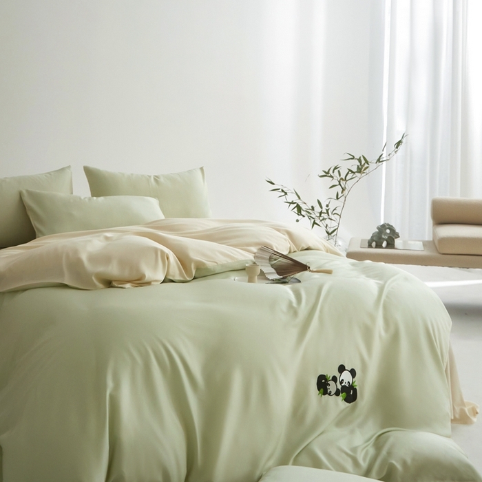 91家纺网 家纺一手货源 找家纺 金奇达家纺 2025新款竹玉清丝四件套-墨隐竹笙【标准号全网控价（折后券后）不低于228元】 墨隐竹笙-绿