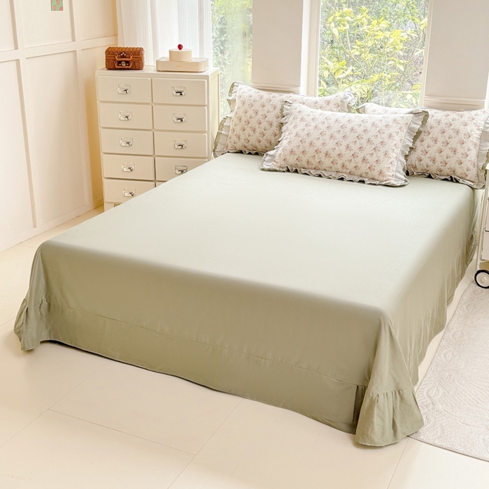 91家纺网 家纺一手货源 找家纺 晨晨家纺2025新款全棉双层花边双层纱四件套 香缇