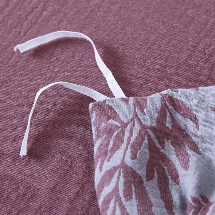 91家纺网 家纺一手货源 找家纺 2025新款全棉色织双层纱纽扣款四件套 扶苏-豆沙