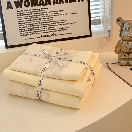 91家纺网 家纺一手货源 找家纺 （总）凯洛奇 2025新款1法式小清新蕾丝花边水洗棉四件套-风格二【提供买家秀】