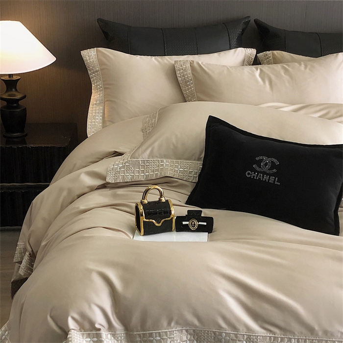 91家纺网 家纺一手货源 找家纺 保罗圣迪奥 2025新款简约款全棉长绒棉四件套—星阑 星阑-香槟金