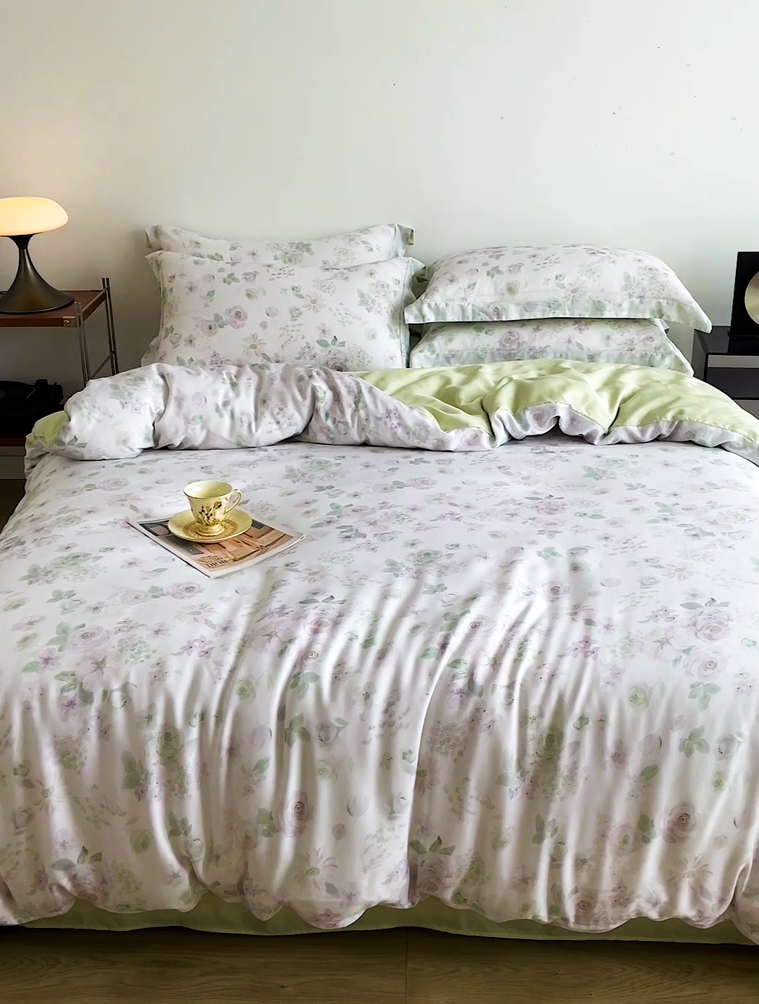 91家纺网 家纺一手货源 找家纺 棉生活家纺 2025新款天丝莱赛尔印花四件套 念池花