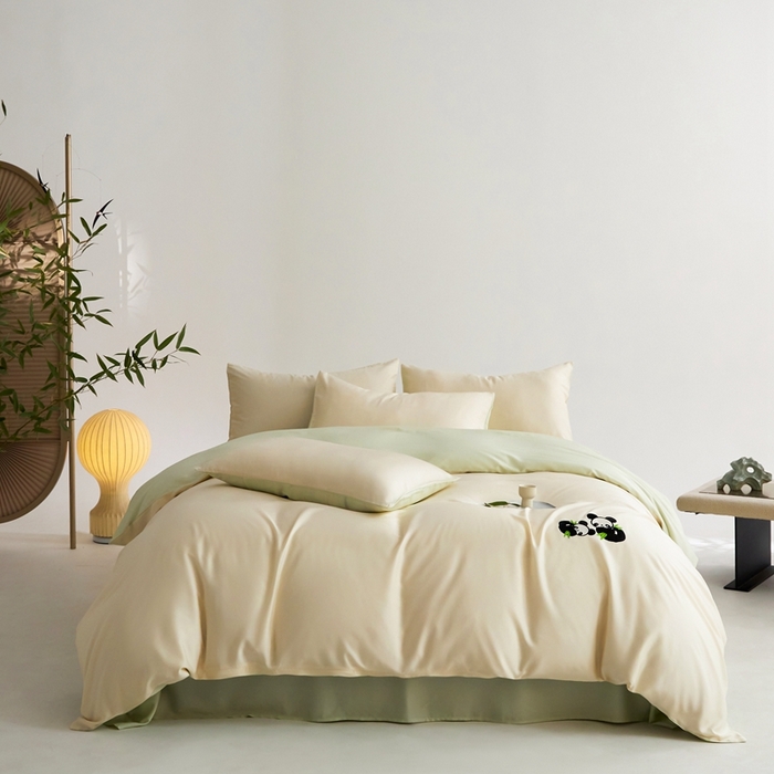 91家纺网 家纺一手货源 找家纺 （总）金奇达家纺 2025新款竹玉清丝四件套-墨隐竹笙【标准号全网控价（折后券后）不低于228元】